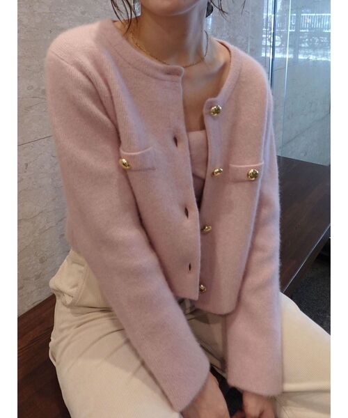 CHNラクーンニットジャケット ベージュ CHNラクーンニットジャケット