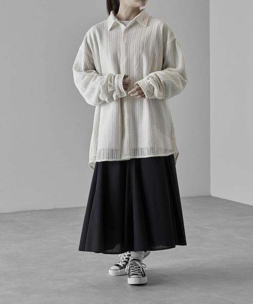 RUUBON | 【RUUBON】jacquard lace sheer shirt / ジャガード