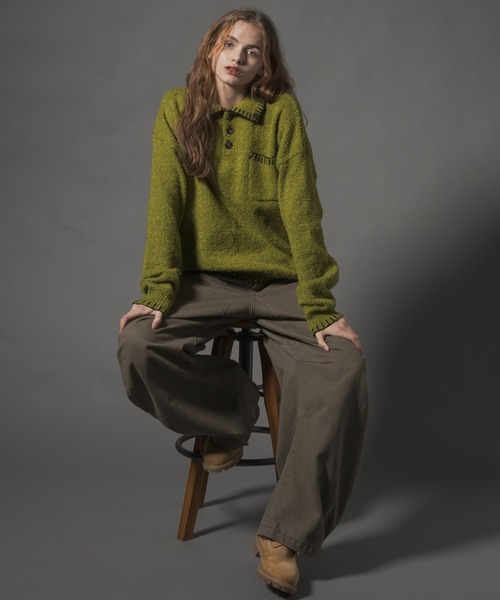 ［CIVVY.］Stiched Knit Polo Top CIVVY. | Stiched Knit Polo Top - ステッチニットポロトップス