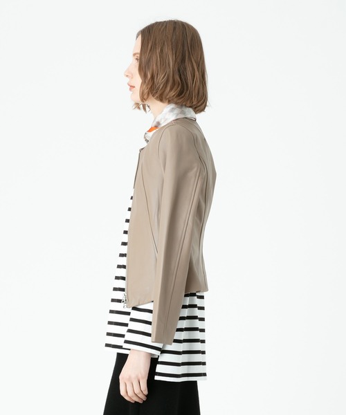 allureville レザークルーネックブルゾン レザークルーネックブルゾン | allureville (Women