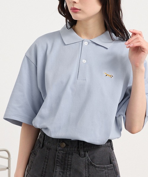 ベージュ カバーオール ポロロゴ刺繍 セール】HAND PAINTED CHAIN STITCH LOGO COVERALL JACKET