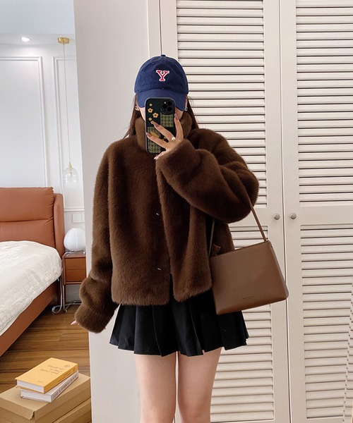 WEGO | WEGO/【大人気】スタンドカラーふわもこフェイクファーショート 