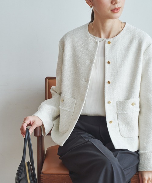 美品▲定価2.4万 アーバンリサーチ ツイード ノーカラージャケット 金ボタン URBAN RESEARCH | ノーカラーツイードジャケット - Buyee, an Online