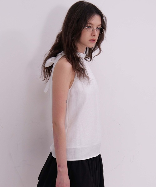 FanoStudios ボートネックフロントリボンキャミソールトップス