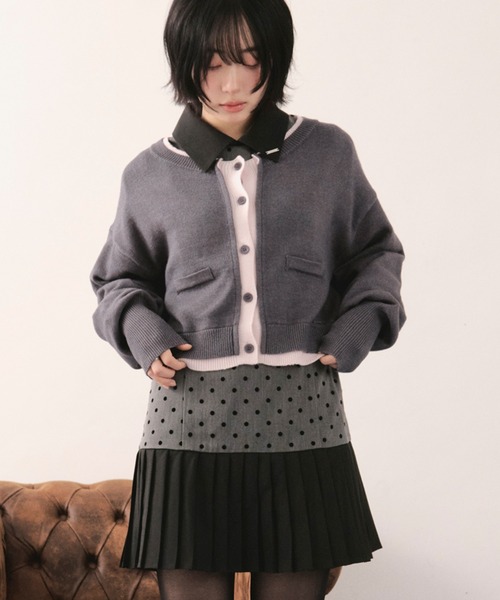LOIN NUIT | layered design cardigan / レイヤードデザイン