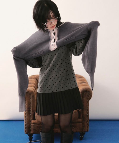 LOIN NUIT | layered design cardigan / レイヤードデザイン