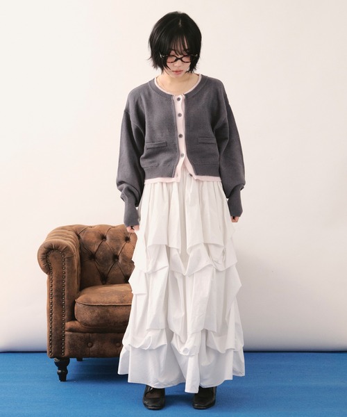 レイヤードデザインカーディガン　loinnuit ロワンニュイ LOIN NUIT | layered design cardigan / レイヤードデザイン