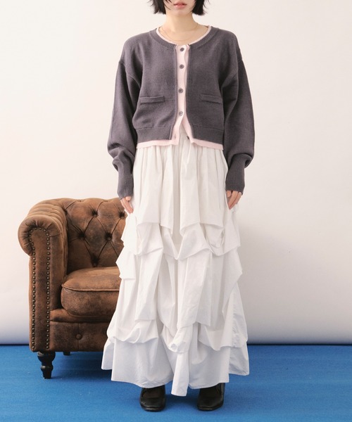 LOIN NUIT | layered design cardigan / レイヤードデザイン