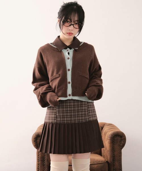 LOIN NUIT | layered design cardigan / レイヤードデザイン