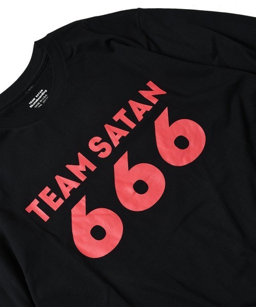 TEAM SATAN/長袖Tシャツ/ジルコニアストーン/前666/ロンT/L/コットン/BLK TEAM SATAN SKATEBOARDING チームサタン スケートボーディング 堕天使