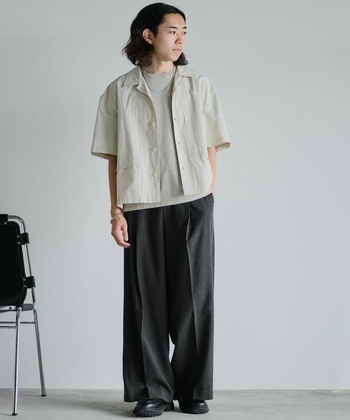 WYM LIDNM | BREEZE TWEED DEEP TUCK BAGGY SLACKS - Buyee, an Online