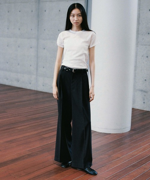 WYM LIDNM | BREEZE TWEED DEEP TUCK BAGGY SLACKS - Buyee, an Online