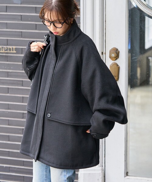 【FREAK'S STORE】スタンドカラービッグフラップ ショートウールコート FREAK'S STORE | 限定展開 スタンドカラー ビッグフラップ