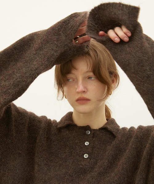 LA PEAU DE GEM | 【LA PEAU DE GEM】foggy polo knit/フォギーポロ