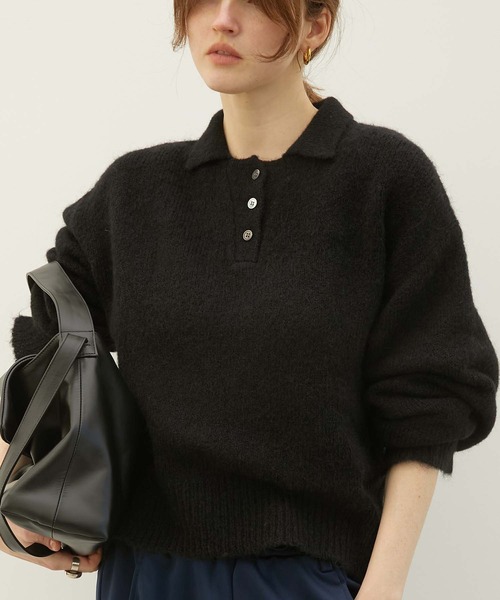 LA PEAU DE GEM | 【LA PEAU DE GEM】foggy polo knit/フォギーポロ