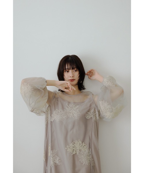 NIANA | フラワー刺繍ティアードフリルドレス Aライン マタニティ 妊婦