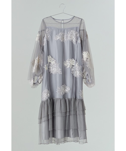 NIANA | フラワー刺繍ティアードフリルドレス Aライン マタニティ 妊婦