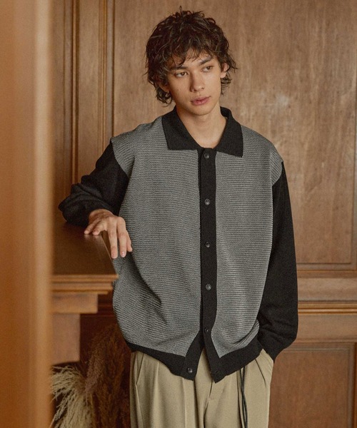 WYM KNIT SHIRT CARDIGAN ニットポロ カーディガン 短丈 WYM KNIT SHIRT CARDIGAN ニットポロ カーディガン 短丈