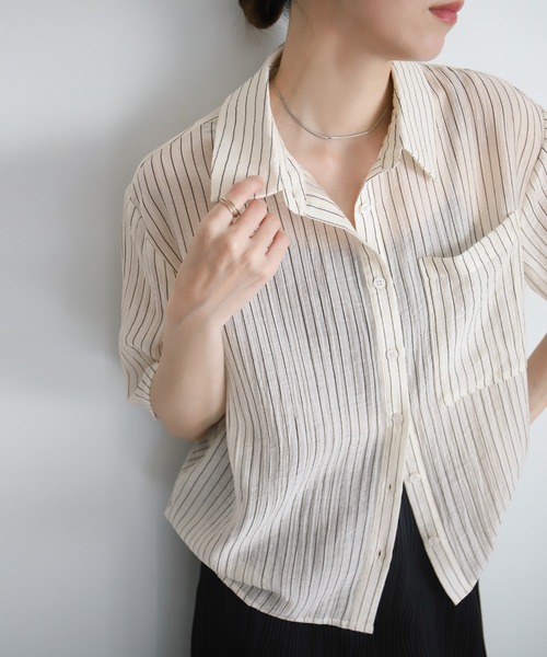 SELECT MOCA | シアーストライプショートシャツ - Buyee, an Online