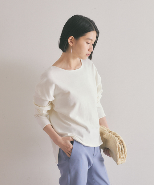 【WEB・一部店舗限定】クルーネックコットンニットプルオーバー QUALITE | 【WEB・一部店舗限定】クルーネックコットンニット