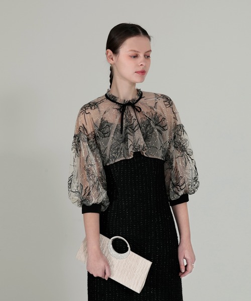 Leja】ハイネックパフスリーブキャミソール2wayチュール グレー S Leja