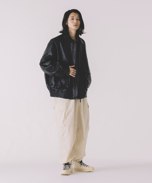 crewre フェイクレザージップブルゾン black crewre フェイクレザージップブルゾン black size2