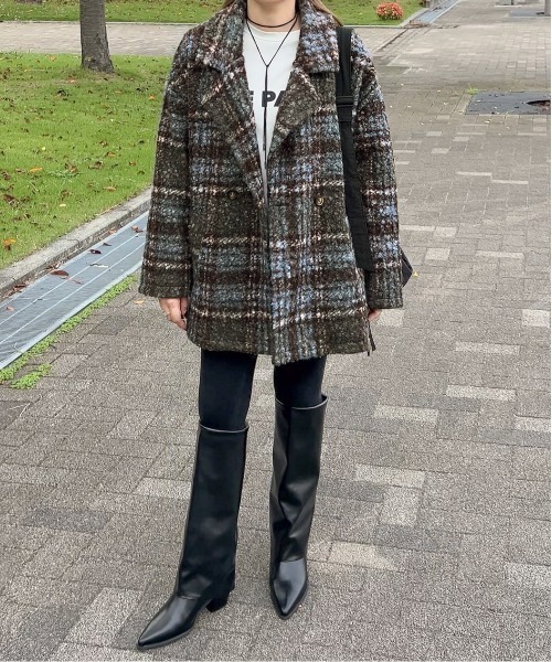 CURA CLOSET | 【yc__mam select】リングボア チェック柄 ダブル