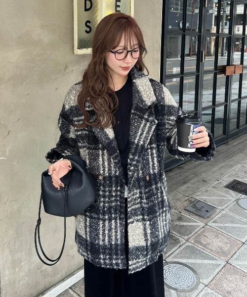 CURA CLOSET | 【yc__mam select】リングボア チェック柄 ダブル