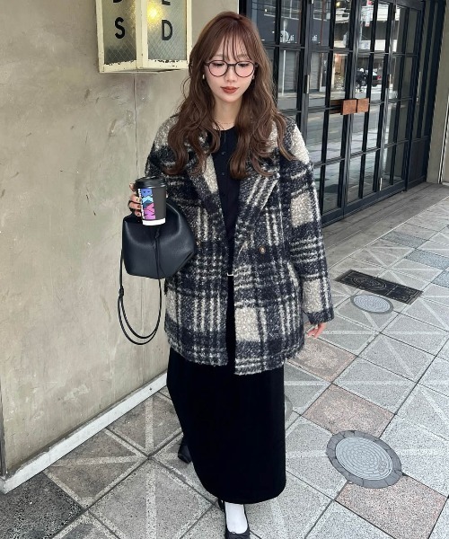 CURA CLOSET | 【yc__mam select】リングボア チェック柄 ダブル