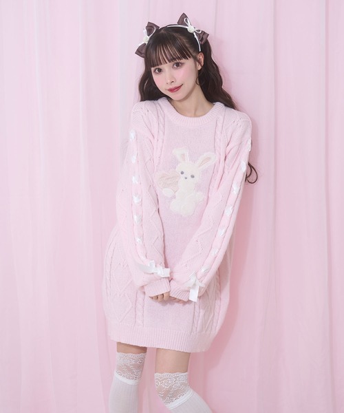 HONEY CINNAMON | ハニーアップリケニットワンピース - Buyee, an