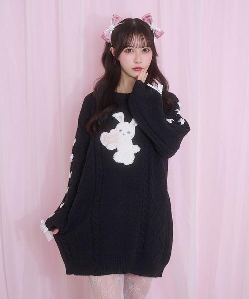 HONEY CINNAMON | ハニーアップリケニットワンピース - Buyee, an