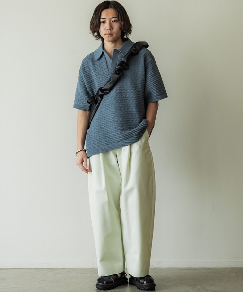 WYM LIDNM | HIGH COUNT PEACH GABA DEEP TUCK PANTS - Buyee