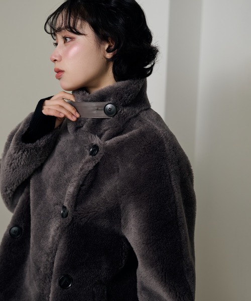 LAULEN | B3 boa jacket /スタンドカラーボアミドルジャケット - Buyee