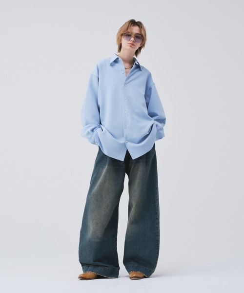 soerte ワイドバギーヴィンテージライクデニムパンツ