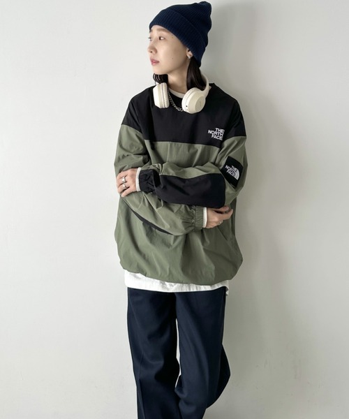 ザノースフェイス　バイカラー切り替えワンポイント　クルーネックトップス THE NORTH FACE tシャツ 国内未発売 FACE(ザ・ノースフェイス