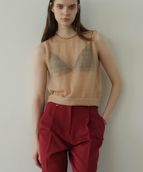 トップス CLANE W FACE SHEER RIBBON KNIT TOPS CLANE | W FACE SHEER RIBBON KNIT TOPS - Buyee, an Online