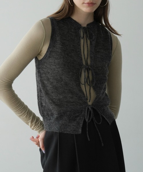CLANE | W FACE SHEER RIBBON KNIT TOPS - Buyee, an Online