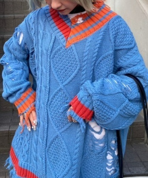CABLE DAMAGE KNIT | Candy Stripper