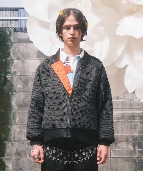 amok カーディガンドッキングMA-1 amok カーディガンドッキングMA-1 AMOK - Knit Docking Blouson