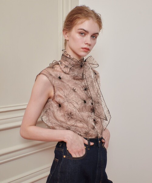 LOULOU WILLOUGHBY 25SS シシュウボウタイリブプルオーバー LOULOU