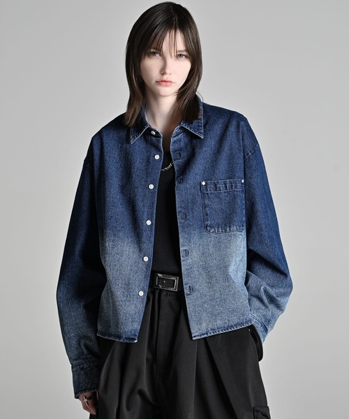 ADRER | Cropped Regular Collar Silhouette Shirt / クロップド