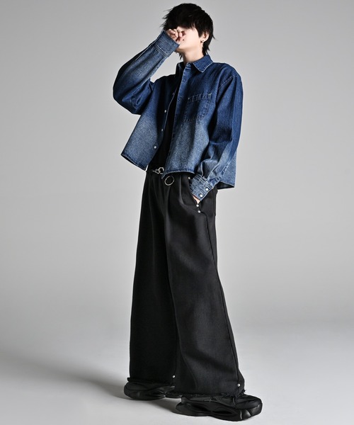 ADRER | Cropped Regular Collar Silhouette Shirt / クロップド