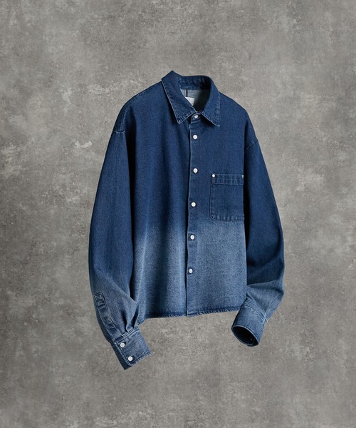 ADRER クロップド・レギュラーカラー・シルエット・シャツ Blue M ADRER | Cropped Regular Collar Silhouette Shirt / クロップド