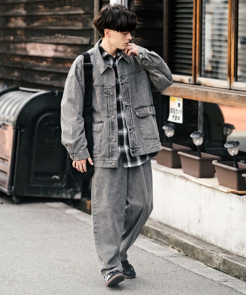 ダークグレー デニムジャケット　専用　セットアップ ROCKY MONROE | 【セットアップ】オーバーサイズデニムジャケット＋