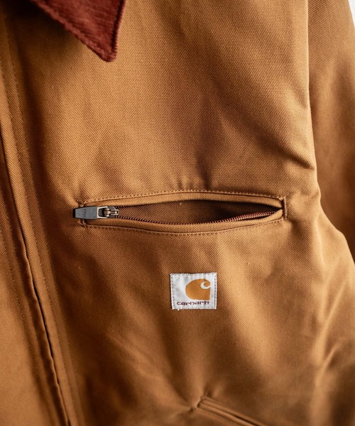 企業特注】カーハート☆刺繍ロゴ襟コーデュロイ デトロイトジャケット　ブラウン CARHARTT | Carhartt カーハート DUCK DETROIT JACKET BLANKET LINED