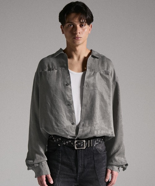 【GRANCY】ヴィンテージフェードオープンカラーシャツ　グレー S GRANCY | 【GRANCY】Vintage Fade Open-collar Shirt / ヴィンテージ