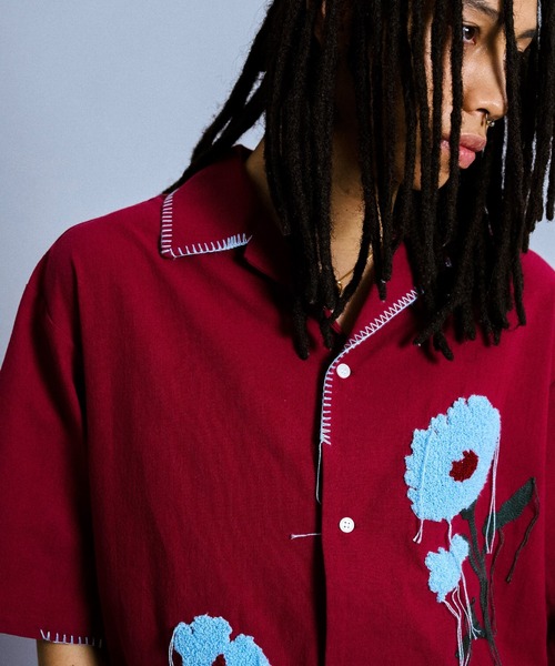 CAMPHOR WOOD | flower embroidery SAGARA h/s shirt / サガラ花刺繍開