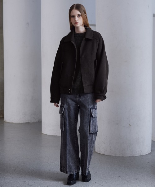 CLEL ウールブレンド テックメルトン2wayブルゾン CLEL】Wool Blend Tech Melton 2Way Blouson / ウールブレンド テック