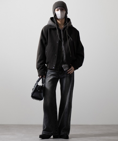 CLEL ウールブレンド テックメルトン2wayブルゾン CLEL】Wool Blend Tech Melton 2Way Blouson / ウールブレンド テック