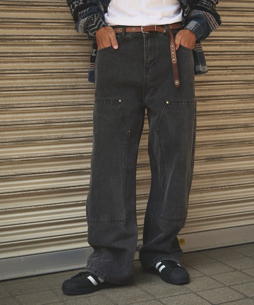 ALL RUNS | ヴィンテージ 加工 ダブルニー ペインターデニムパンツ